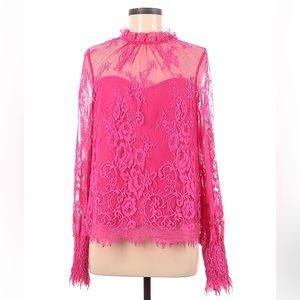 Pink lace top with sweetheart neckline